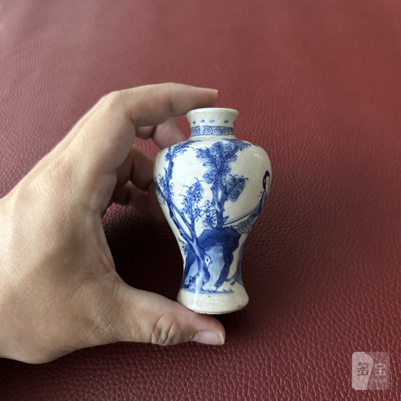 清康熙 浆胎青花昭君出塞图小梅瓶 - 图9